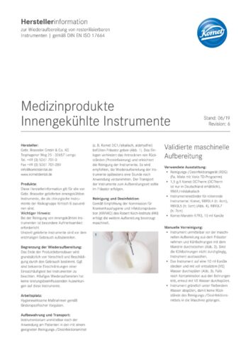 Herstellerinformation | Medizinprodukte Innengekühlte Instrumente