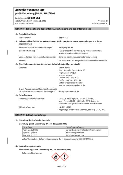 Sicherheitsdatenblatt | LC1
