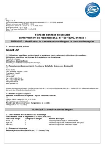 Fiche de données de sécurité | LC1