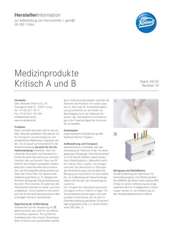 Herstellerinformation | Medizinprodukte Kritisch A und B