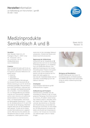Herstellerinformation | Medizinprodukte Semikritisch A und B