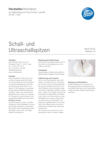 Herstellerinformation | Schall- und Ultraschallspitzen