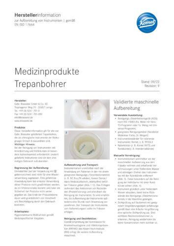 Herstellerinformation | Medizinprodukte Trepanbohrer