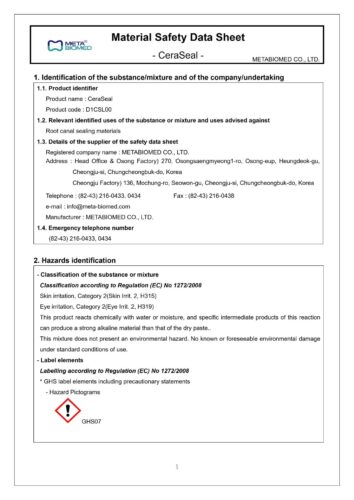 Sicherheitsdatenblatt | CeraSeal MSDB