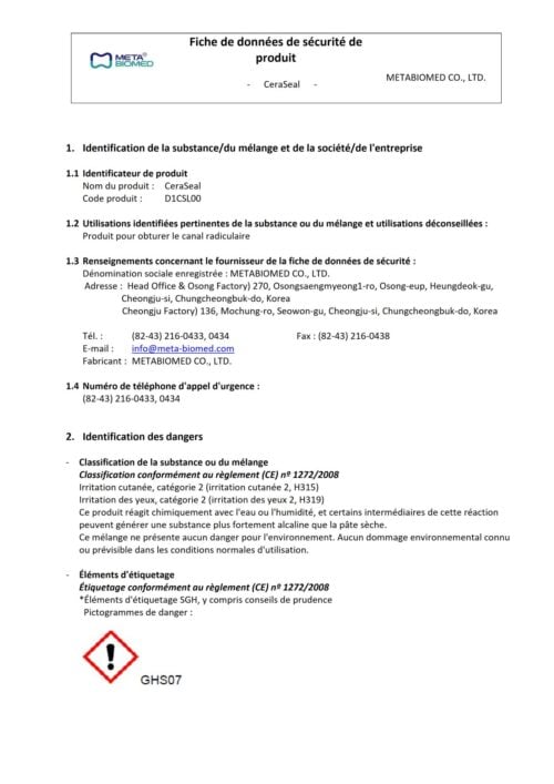 Sicherheitsdatenblatt | CeraSeal MSDB