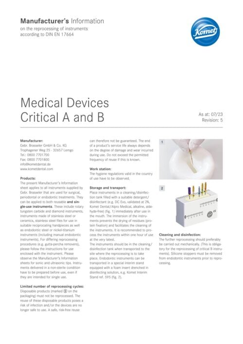 Manufacturer’s Information | Medical Devices Critical A and B