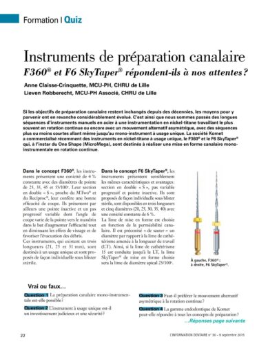 Revue de Presse | Quiz Instrument unique en endo Dr A.Claisse