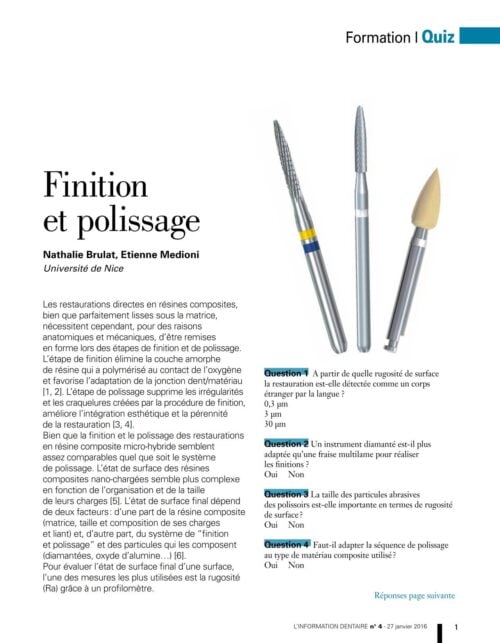 Revue de Presse | Quiz Finition et polissage Dr Brulat