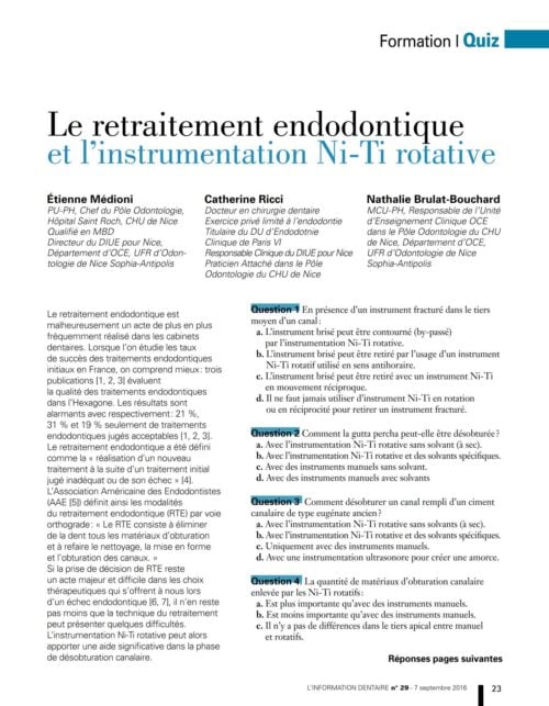 Revue de Presse | Quiz Retraitement Endo (E. Medioni)
