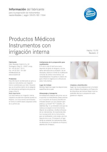 Información del fabricante | Productos Médicos Instrumentos con  irrigación interna