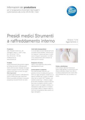 Informazioni del produttore | Presidi medici Strumenti a raffreddamento interno