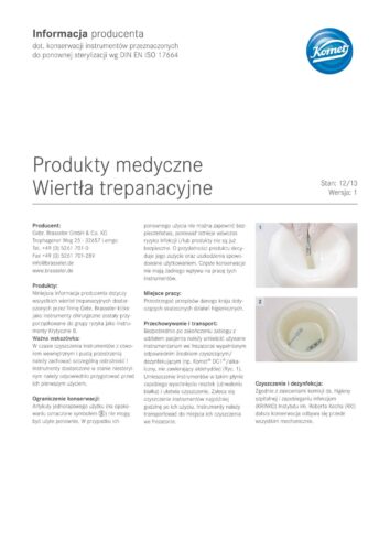 Informacja  producenta | Produkty medyczne  Wiertła trepanacyjne