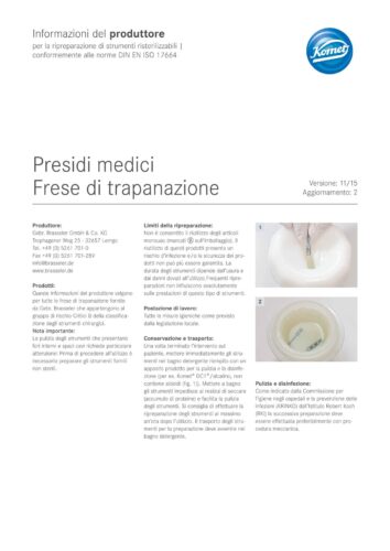 Informazioni del produttore | Presidi medici Frese di trapanazione