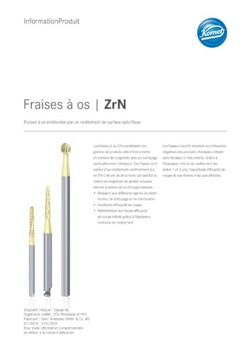 Information Produit | Fraise de chirurgie ZrN