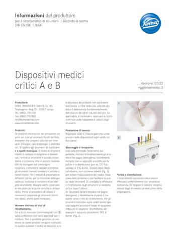 Informazioni del produttore | Dispositivi medici critici A e B