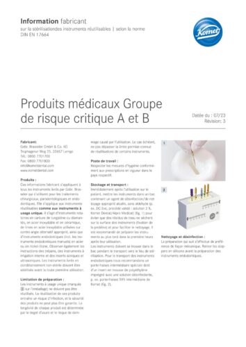Informationfabricant | Dispositifs médicaux Groupe de risque critique A et B