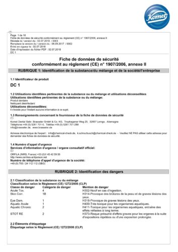 Fiche de données de sécurité | DC1