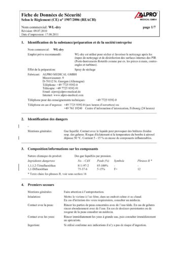 Fiche de données de sécurité | WL-dry