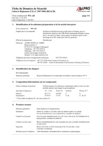 Fiche de données de sécurité | WL-cid