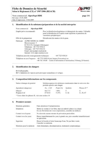 Fiche de données de sécurité | AlproSept-HDE