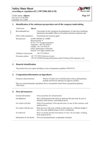 Fiche de données de sécurité | Alpron