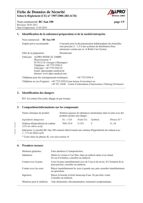 Fiche de données de sécurité | BC-San 100
