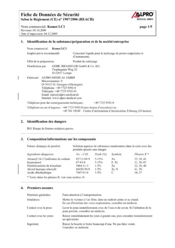 Fiche de données de sécurité | LC1