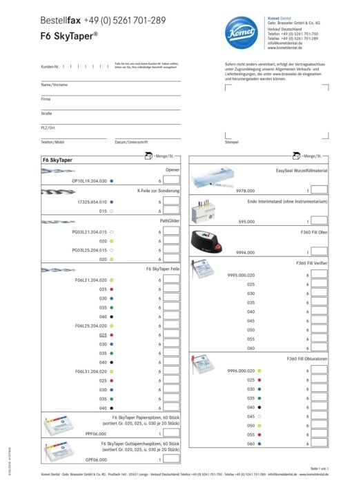 Bestellfax | F6 SkyTaper