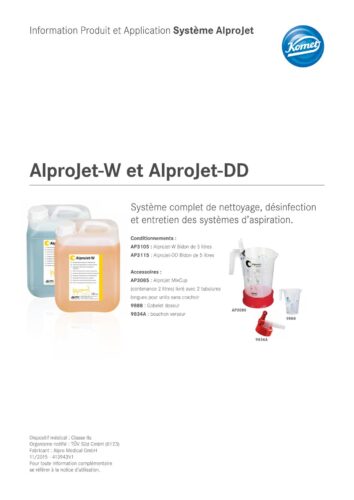 Information Produit | AlproJet-W et AlproJet-DD