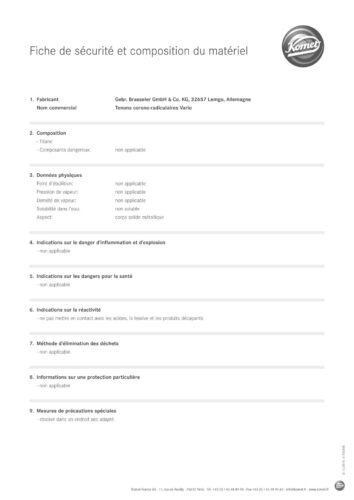 Fiche de sécurité et composition du matériel | Tenons corono-radiculaires Vario