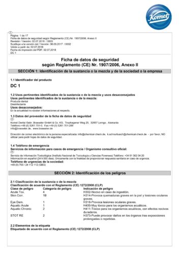 Ficha de datos de sguridad | DC1