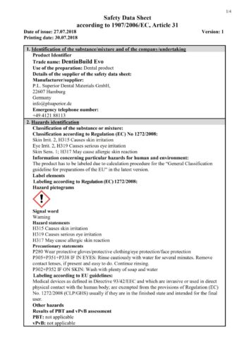 Safety data sheet | DentinBuild Evo