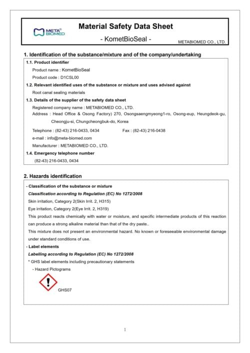 Sicherheitsdatenblatt | KometBioSeal