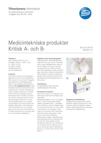 SV Manufacturer’s Information | Medical Devices Critical A and B