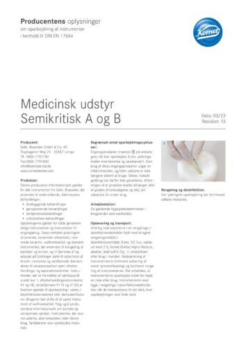 Manufacturer’s Information | Medical Devices Semi-critical A and B