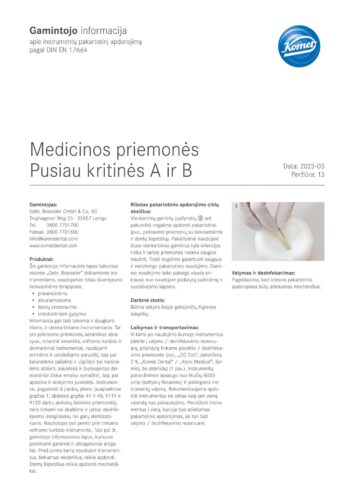 LIT Manufacturer’s Information | Medical Devices Semi-critical A and B