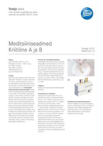 Manufacturer’s Information | Medical Devices Critical A and B