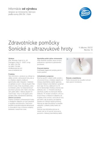 SK Manufacturer’s Information | Sonic and ultrasonic tips