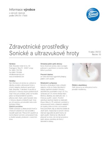 CS Manufacturer’s Information | Sonic and ultrasonic tips