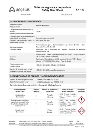 Sicherheitsdatenblatt | Komet BioRepair