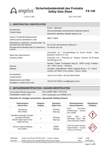 Sicherheitsdatenblatt | Komet BioRepair